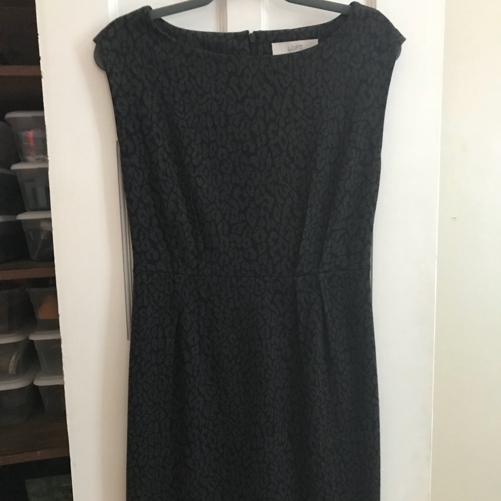 LOFT Grey and black animal print dress